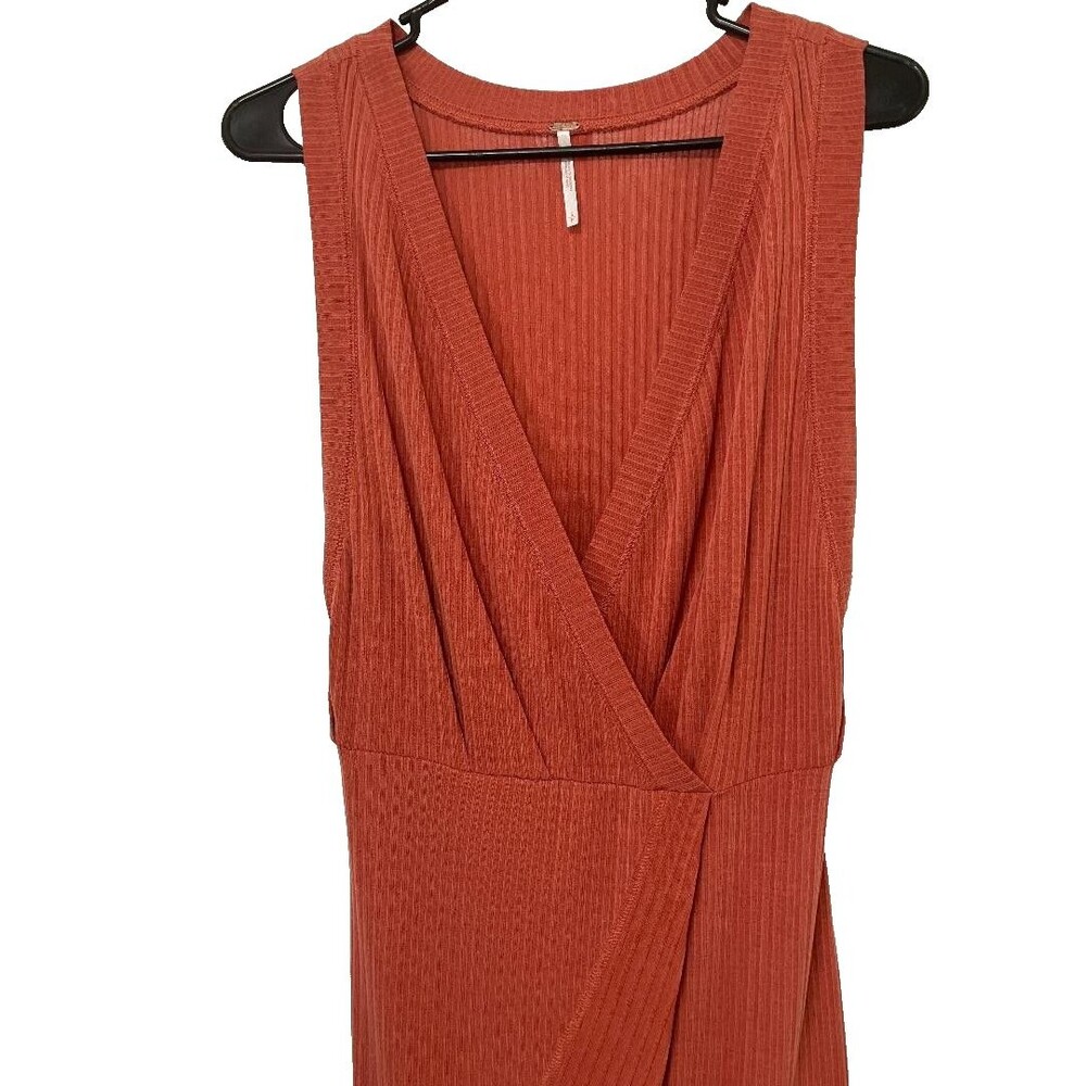 Free People S/P Burnt Orange Boho Maxi Tank Dress Faux Wrap Whimsigoth Aesthetic - Picture 2 of 10